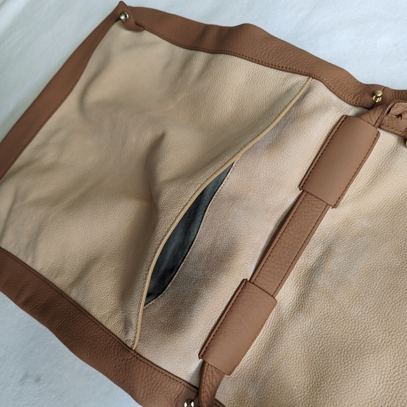 rag & bone Olympus Hobo Large Shoulder Pebbled Leather Nubuck Honey Beige NWOT - Picture 13 of 15